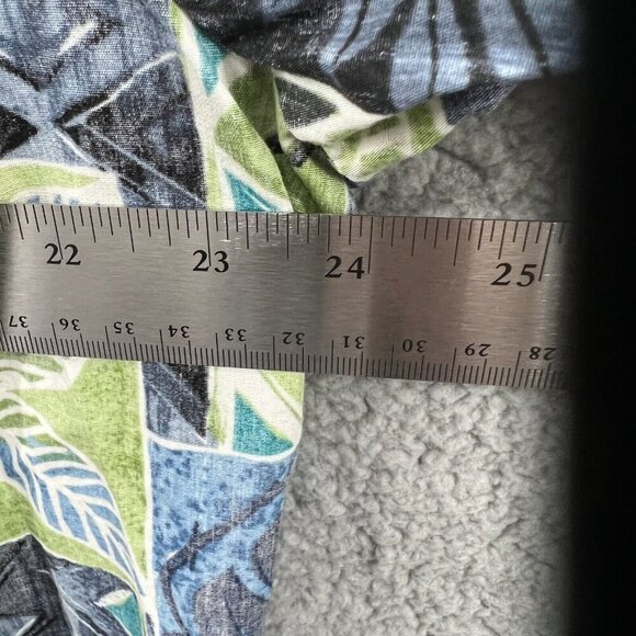 Pride Of Hawaii Mens Aloha Shirt Large Blue Floral Hawaiian Reverse Print Pocket - Picture 6 of 7